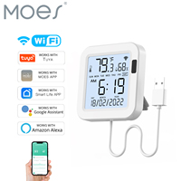 Moes WiFi Temperature & Humidity Sensor LCD Screen Infrared Sensing Backlight Smart Tuya APP Remote Control Alexa Google Voice