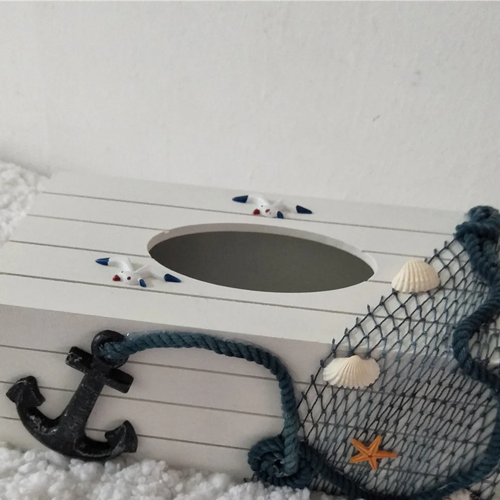 

1pc Wooden Tissue Box Mediterranean Style Desktop Storage Organizer For Home Office Hotel Tissue Holder Container Case