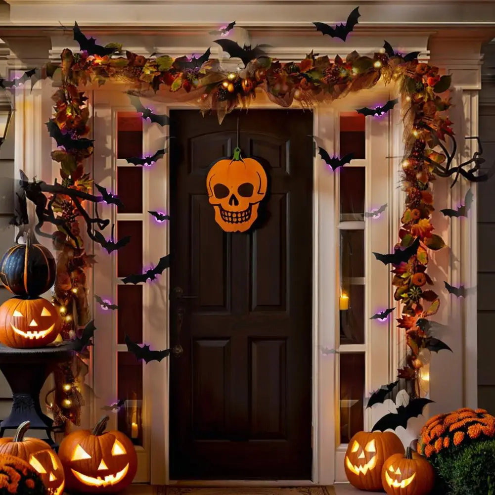 Bat Sticker Spooky Halloween Spider Bat Sticker Set with Led Lights for Indoor Outdoor Decorations 3D Wall Decor for Party