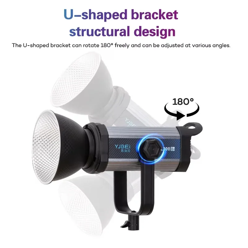 YJBEI CL300Bi 300W Destaque LED Fotografia Ângulo de luz ajustável com controle de aplicativo para streaming de vídeo Tiro ao ar livre
