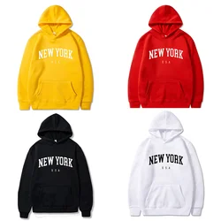 Men Women New York U.S.A City Hoodies Fashion Letter Printed Graphic Sweatshirts Loose Casual Harajuku Hooded Pullover Sportwear