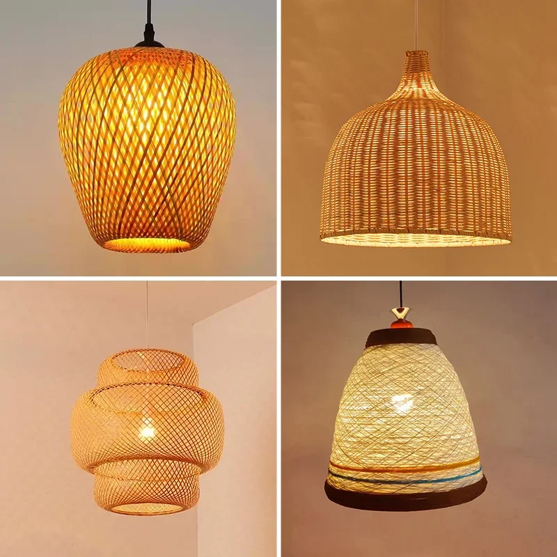 

Bamboo Rattan Light Suspension Lamparas Techo Bamboo Straw Chandelier Light Home Decoration Art Deco Ceiling Pendant Chandelier