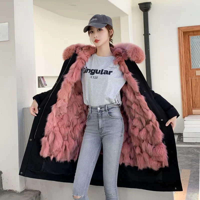 Pai Overcome Fox Hair New Type Inner Liner Autumn Winter Fur Coat Removable Medium Long Women's Coat