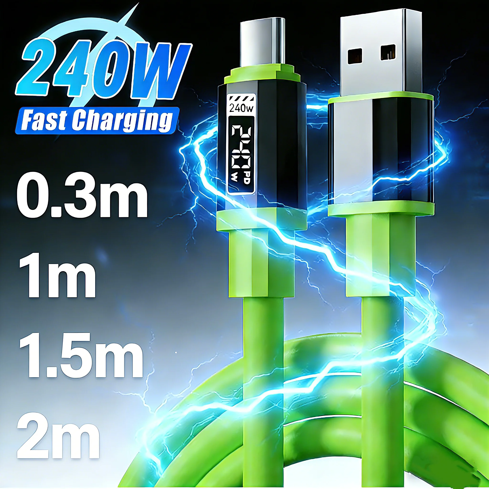 240W Fast Charge C-Type Cable,USB-C Quick Charger,PD QC 3.0 Data Cord for Xiaomi 17 15 iPhone Samsung Huawei,Phone Accessories