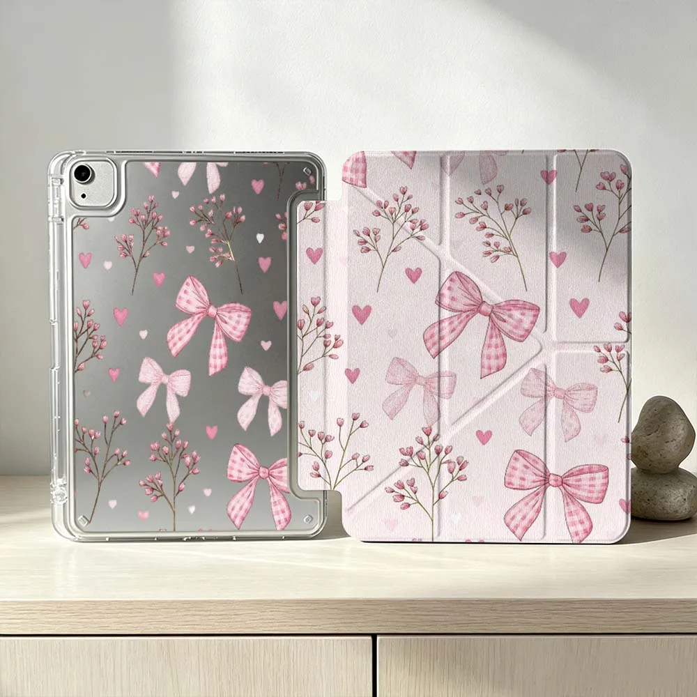 Bow Floral Heart Pattern Soft For iPad Pro Air mini 6 5 4 3 2 1 11th 10th 6th 5th M5 M4 M3 M2 9gen Foldable 3Y Tablet Case
