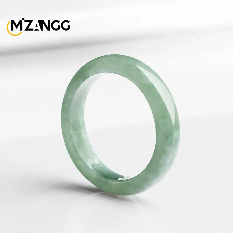 

Natural Jadeite A Goods Bean Green Ring Men and Women Couple Pair Ring Jewelry Hand Carved Fashion Charm Jewelry Holiday Gift