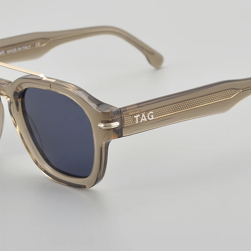 New Fashion Acetate Frame Sun Glasses Women Double Bridge Polygon Sunshade Glasses Male UV400 High Quality Sun Glasses 8775