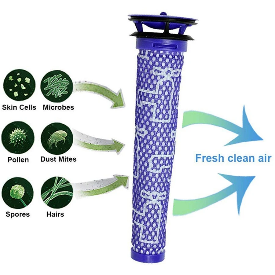 7 pak Kit penggantian Filter vakum untuk Dyson V6, V8, V7 penyedot debu, 3 Filter kolom HEPA, 3 pra-filter, 1 Brus pembersih