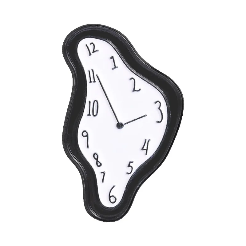 Vintage Brooch Twisted Melting Clock Metal Badge Small Gift Wholesale Lapel Pins for Caps Backpack Pin Decorative Brooches Cap