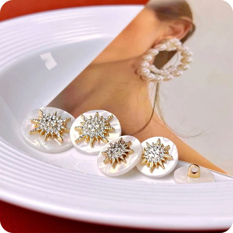 10 قطعة زر الراتنج موضة الخياطة الملابس معطف عالية الجودة زر معدني الراين زر دائرة الزخرفية DIY بها بنفسك الملحقات #4