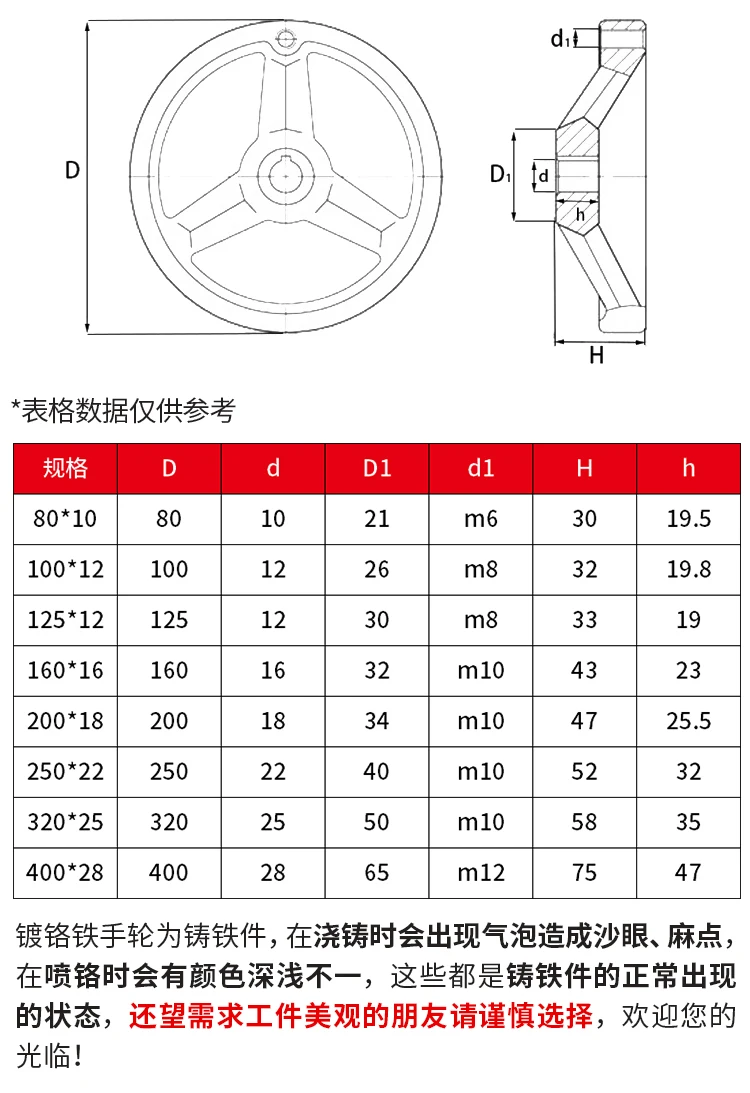 Metal Handwheel Milling Machine CNC Lathe Handwheel Bakelite Three-wheel Handwheel Cast Iron Chrome