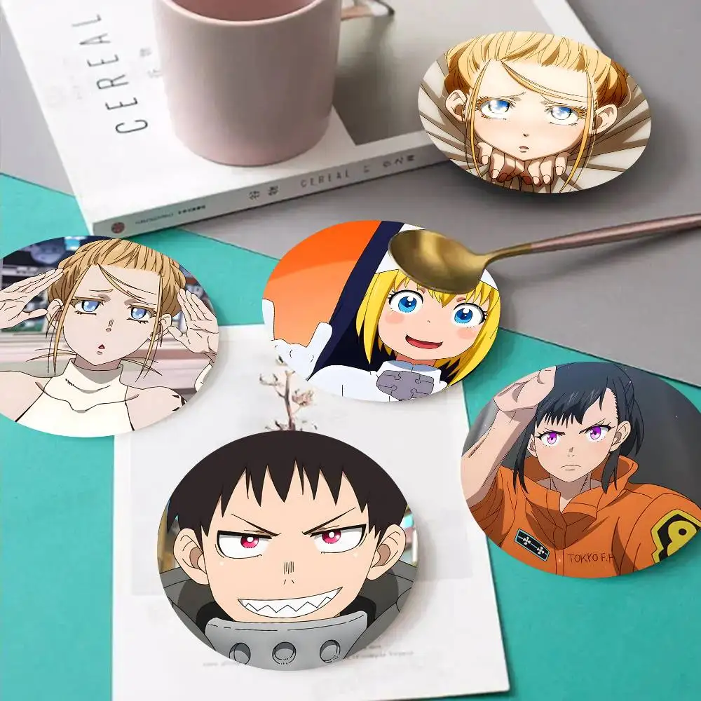 1pc Fire Force Wooden Coaster Colour Printing Cup Mat Home Desk Decoration Gifts