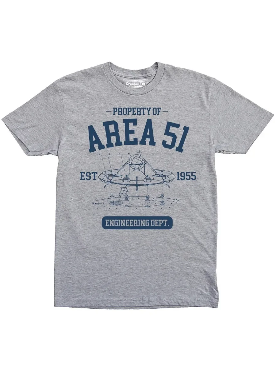 streetwear fashion vintage Summer Male Hot Sale Property  Area 51 t-shirt,Engineering department,Alien,UFO,Engineer,Space