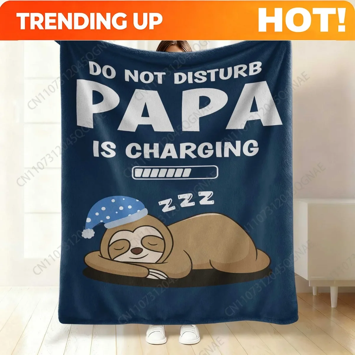 Custom 1pc Of A Warm Flannel Throw Blanket For Dad - Features A Humorous 'Do Not Disturb, Papa Is Charging' Design In Blue, Maki