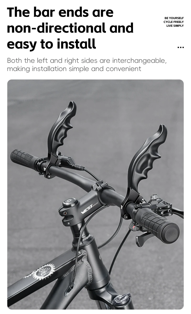 WEST BIKING Mountainbike Lenkerendstücke Ergonomische Stoßdämpfende Rutschfeste Aluminium-Lenkererweiterung Langstrecken-Lenkerzubehör – Detail 7