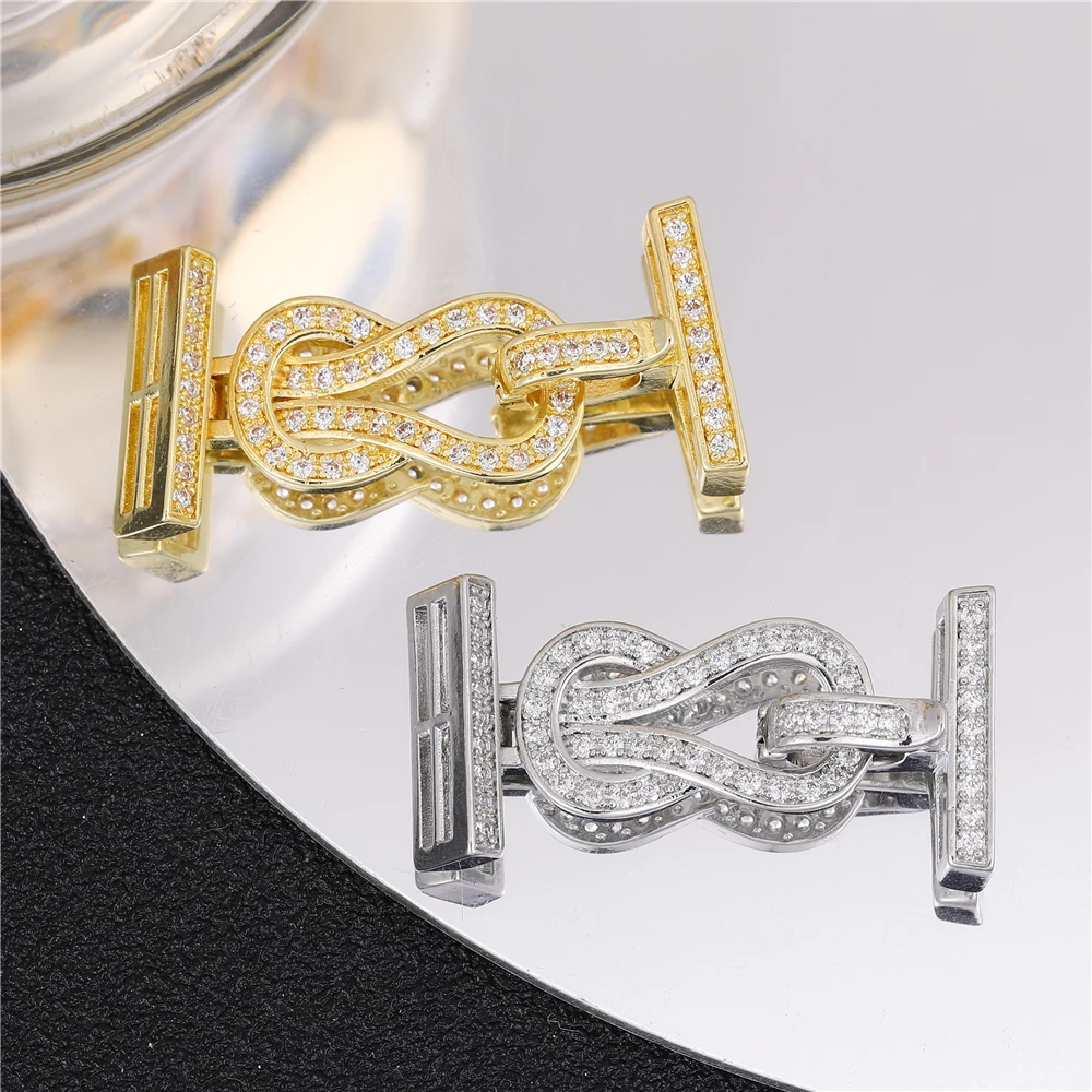 Juya 18K Real Gold Plated New Connector Fastener Closure Lock Clasps Accessories For DIY Needlework Gems Pearls Jewelry Making