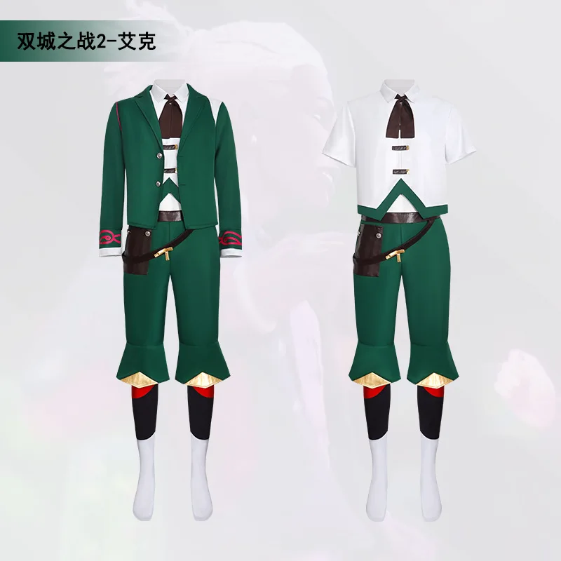 

Arcane Ekko Cosplay Green Fantasia Costume Game LoL TV 2 Disguise Outfit Shirt Tie Waistbet Full Set Halloween Costume For Woman