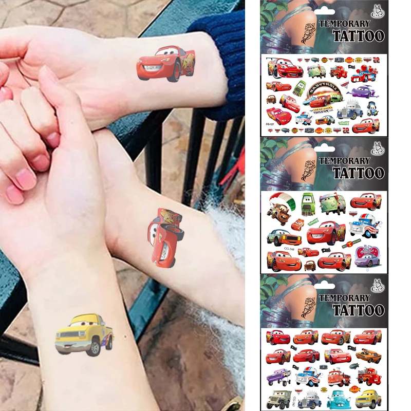 Random 2pcs Disney Cartoon Anime Cars Boys Childer Temporary Tattoo Body Art Tattoo Stickers Cosplay Party Toys For Kids Gifts