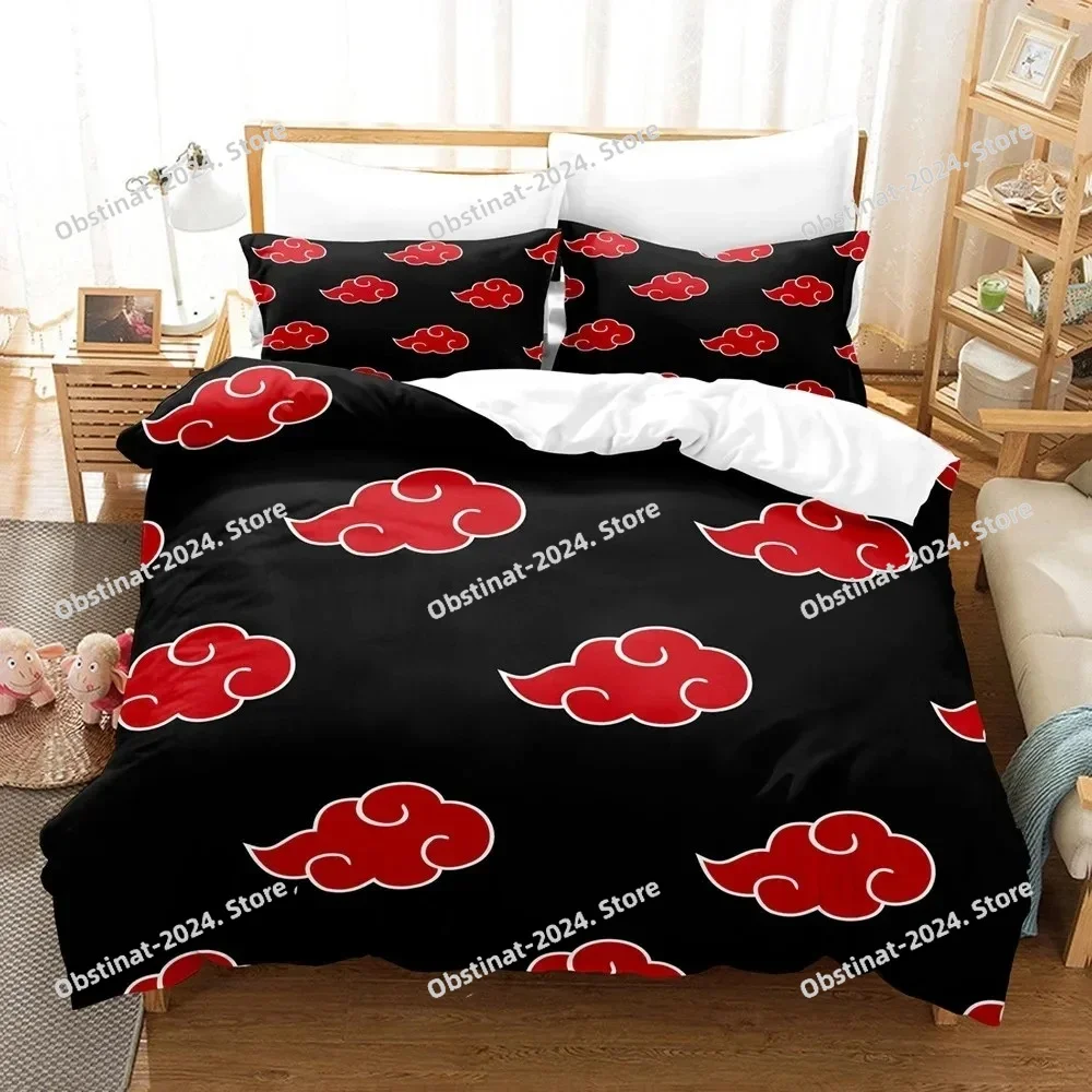 

Red Cloud Anime 3D Cartoon Duvet Cover Sets Comforter Bed LinenKids Bedding Set Akatsuki Japan full Size Gift bedding