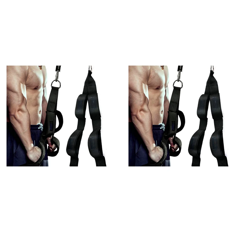 

2X Tricep Rope Cable Attachment With 2 Handles,Tricep Pull Down Rope For Push Downs,Crunches