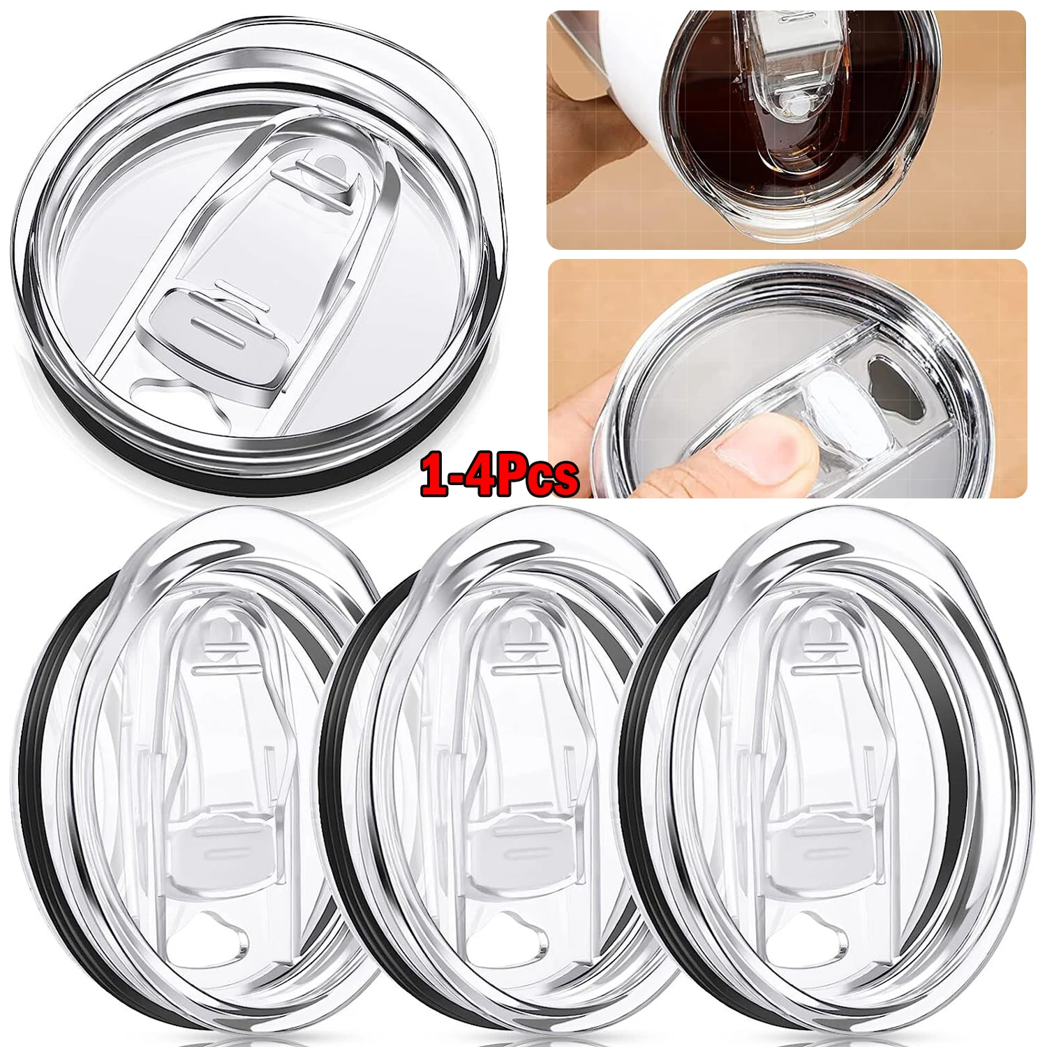 1-4 PCS 20 Ounce Tumbler Lid For Tumbler Lid Replacement,Splash Resistant Silicone Sliding Cup Covers for Tumbler  Cooler