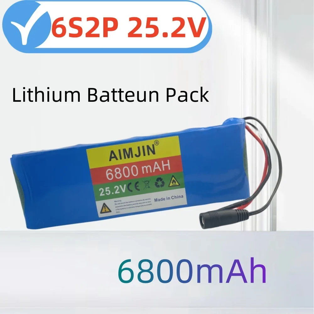 

25.2V 6800mAh 6S2P 18650 lithium battery pack, used for vehicles, etc., battery+25.2V 2A charger