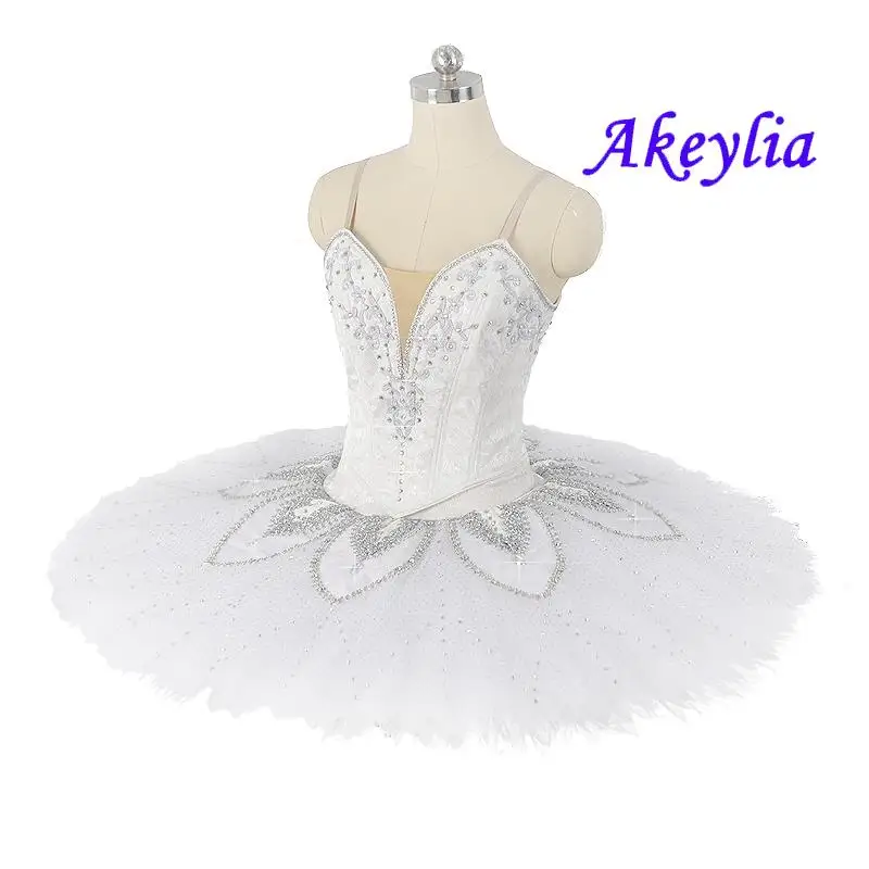 White silver professional Ballet Tutu Split YAGP Jacquard fabric Classical Platter pancake Tutu ballet custom competition girls