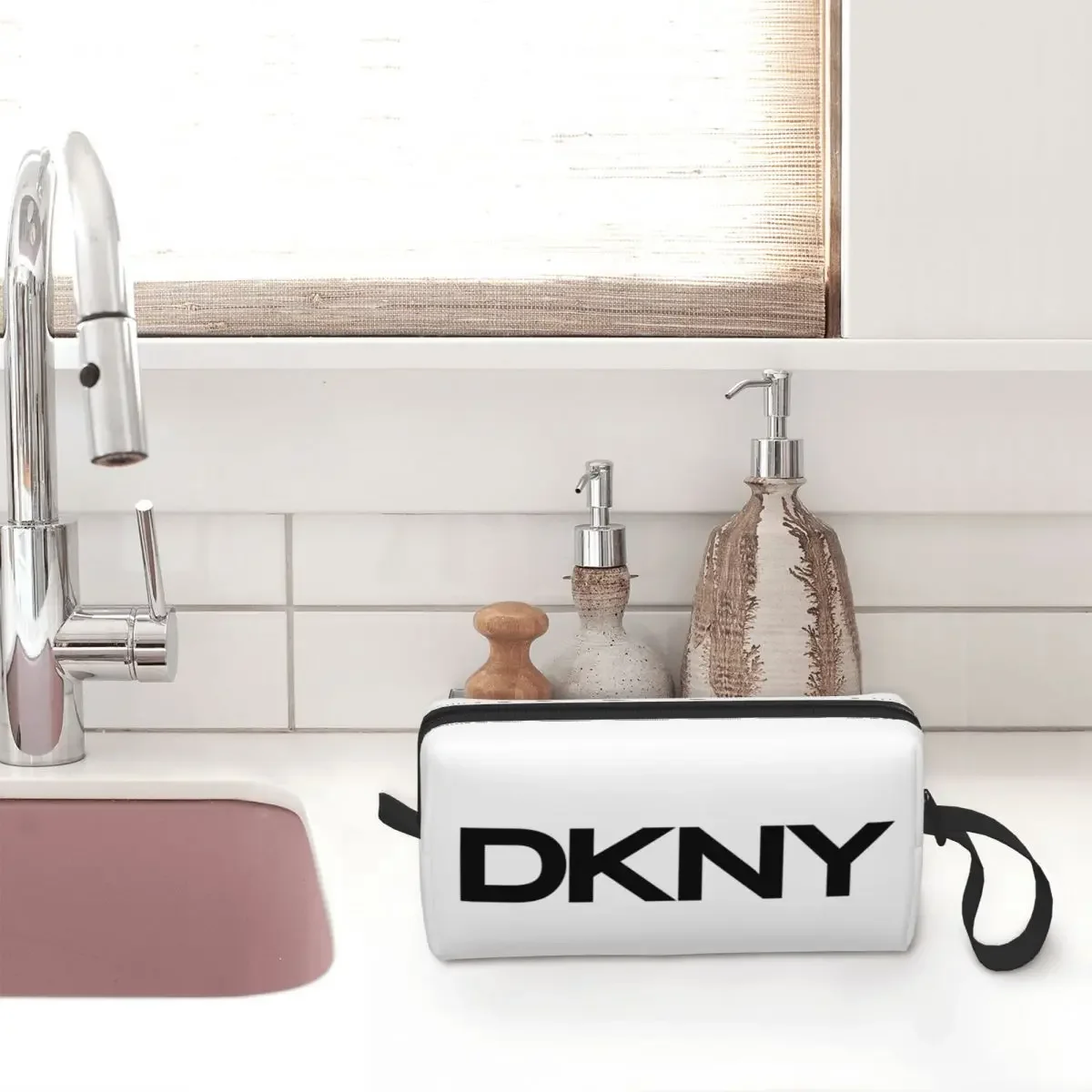 DKNYS Logo Cosmetic Bag for Women Makeup Bags Travel Water Resistant Toiletry Bag Organizer Pouch