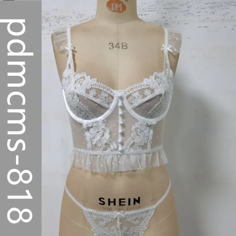 

2025 new lingerie live stream white lace pure desire erotic underwear two-piece set S28399D