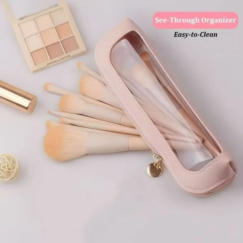 Waterproof Makeup Brush Bag Visible Lightweight Cosmetic Storage Pouch Transparent Window Durable Makeup Organizer