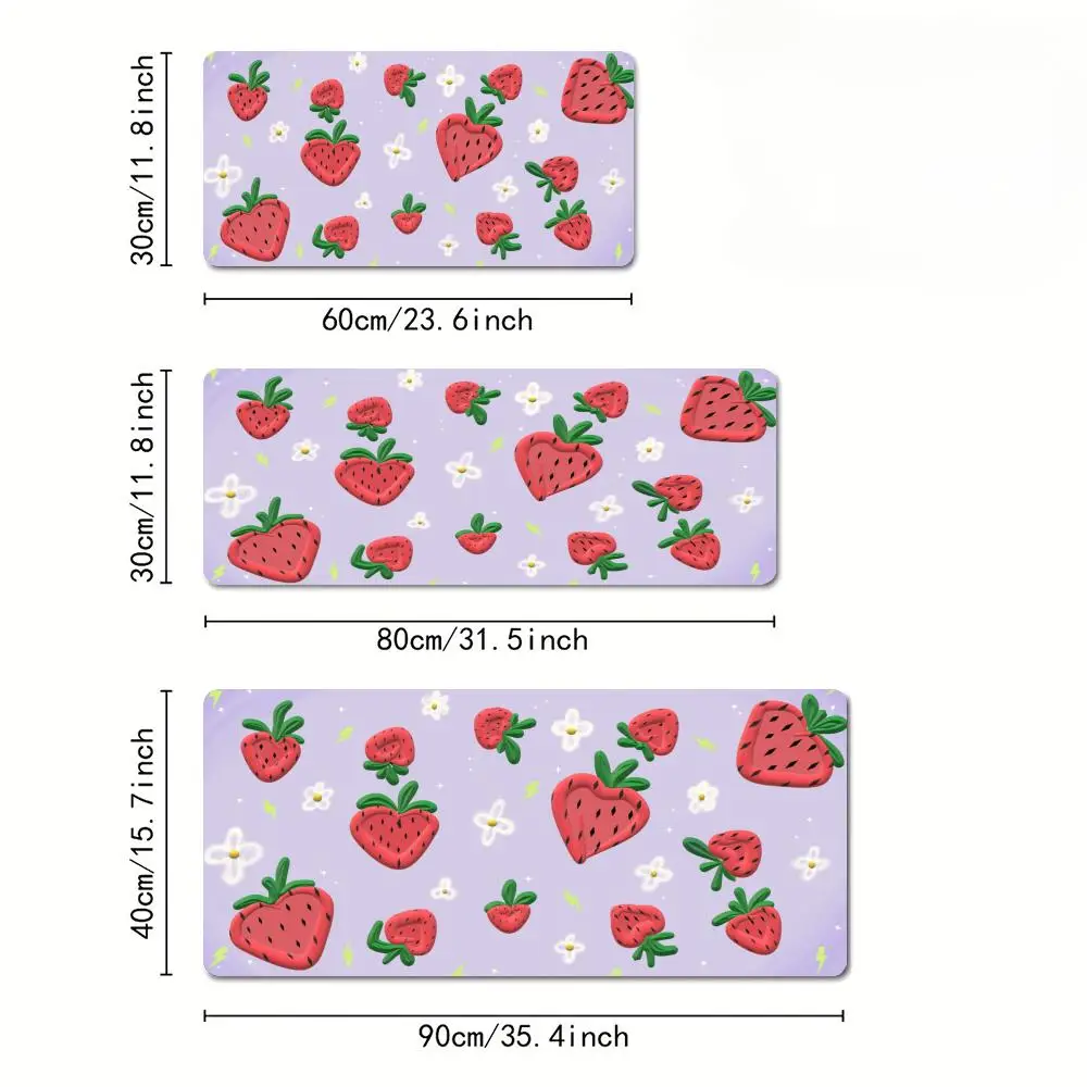 Strawberry pattern theme Mouse Pad Desk Mat with Stitched Edge Rubber anti-slip base pc accessories Gaming mat Extended mousepad