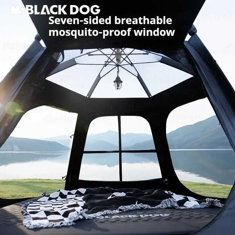 Naturehike BLACKDOG Automatic Dome Tent Hexagonal Black Coated Sunshade Waterproof One-touch Quick Opening Outdoor Camping Tent