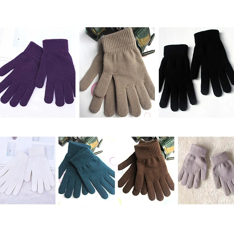 Women Cashmere Knitted Gloves Autumn Hand Warmer Winter Thicken Lining Full Fingered Mittens Skiing Short Wrist Gloves Warm