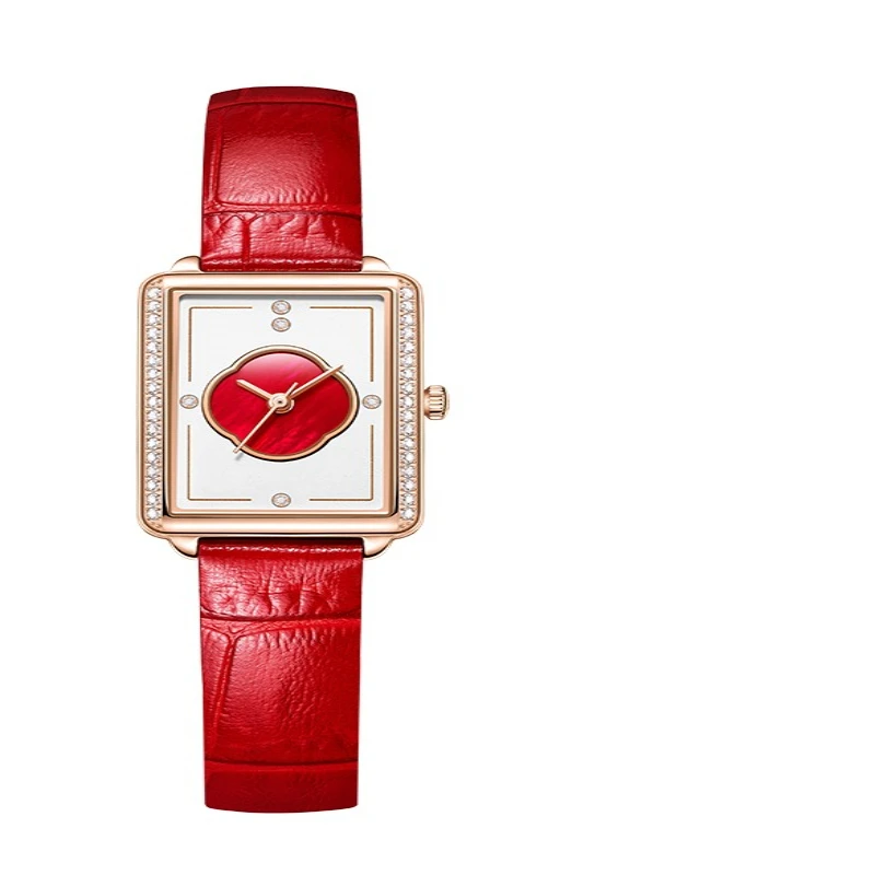 Genuine Quartz Watch Female Guofeng Diamond Waterproof Small Square Beijing Watch  Ladies Watch