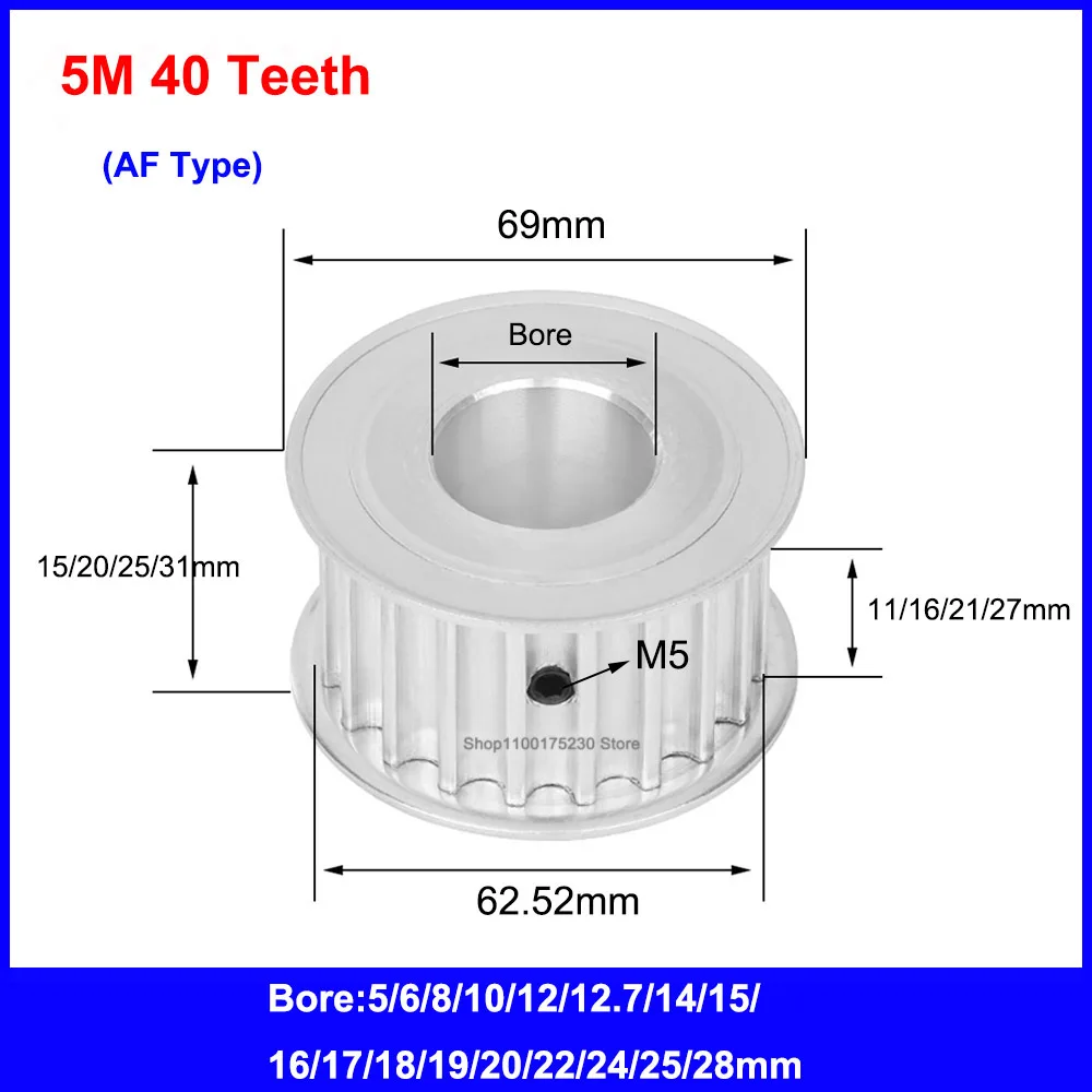 1PCS HTD 5M Timing Pulley 40 Teeth 42 Teeth Synchronous Belt Wheel Width 11/16/21/27mm Bore 5mm-28mm Transmission Parts