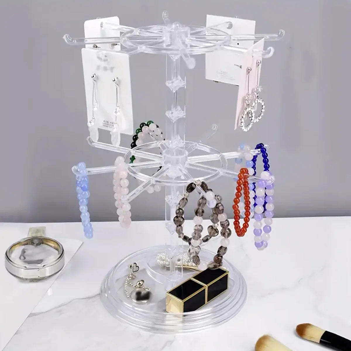 1pc, Multi Layer Rotating Jewelry Rack, Necklace Display Rack, Jewelry Storage Rack, Bracelet Hanging Rack