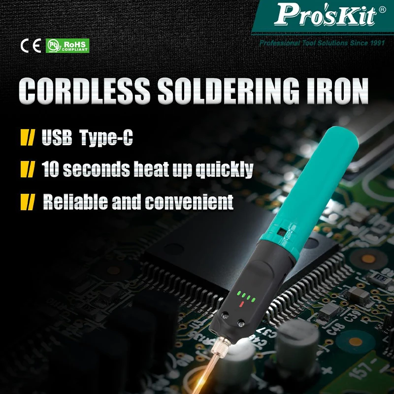 

Портативный паяльник с перезаряжаемой батареей, нагрев с сенсорной активацией, USB Type-C, быстрая зарядка, встроенный сердечник, 10 с, плавка олова