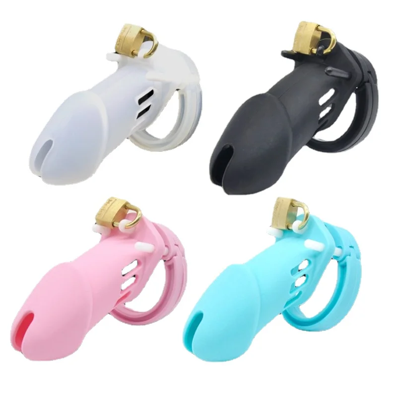 8 Color Silicone Penis ring Male Chastity Cage Device Lockable Cock Cages BDSM Sex Toys with 5 Cock Ring Penis Sleeve for Men