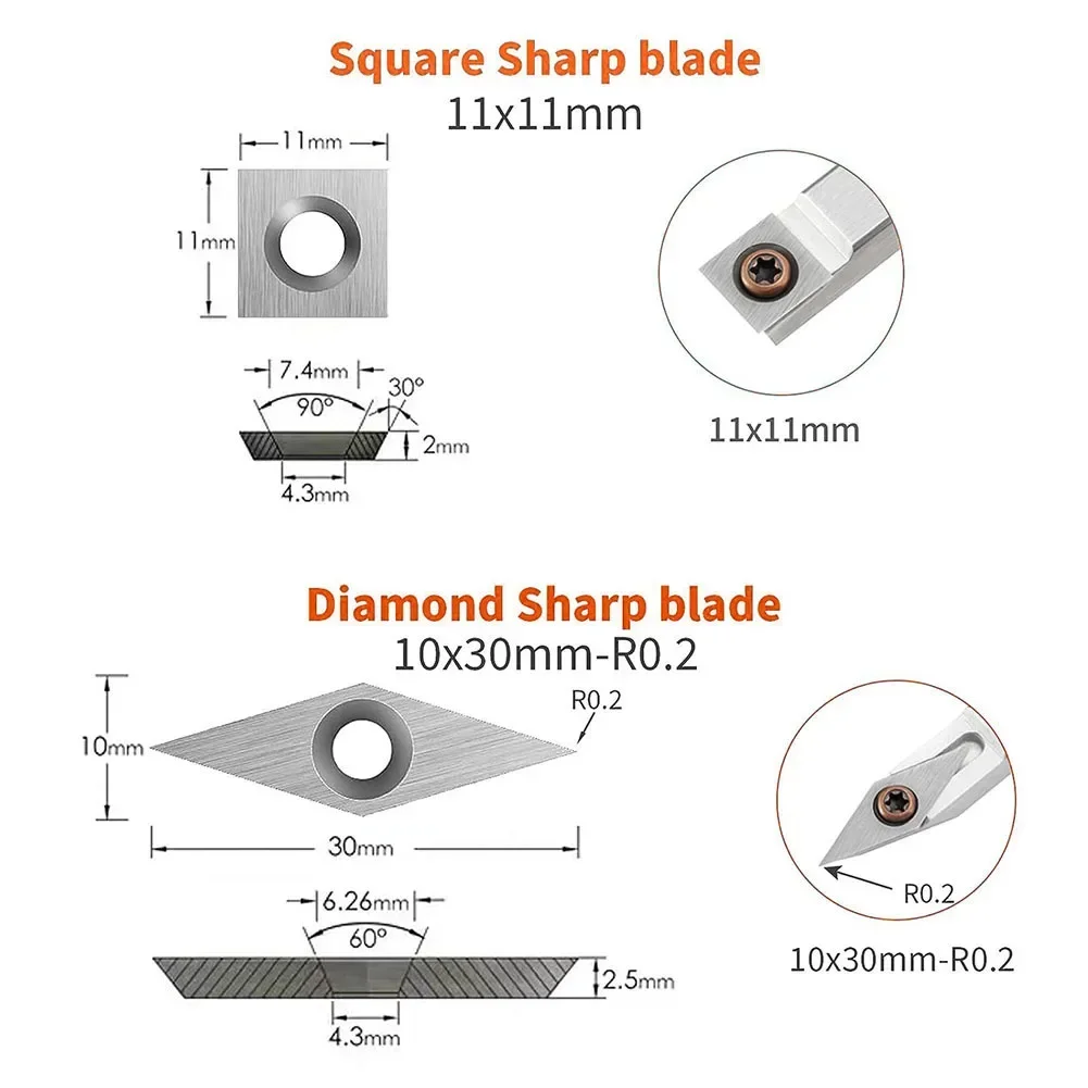 20pcs Tungsten Carbide Cutters Inserts Set Square With Square For Wood Lathe Turning Tools For Wood Turning Wood Tool Parts