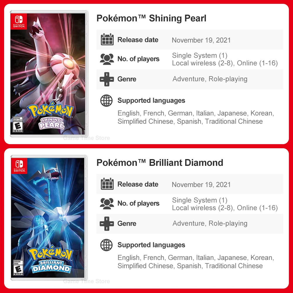 Pokémon Nintendo Switch Game Pokemon Pearl Diamond Sword Shield Pokémon Arceus Scarlet Violet Pikachu Lets Go Physical Game Card