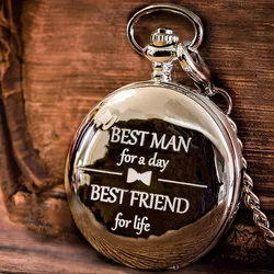 Reloj de bolsillo de cuarzo para hombres, regalo exquisito de mejores hombres, mejores hombres por un día, regalos de recuerdo con cadena de cuello de 80cm