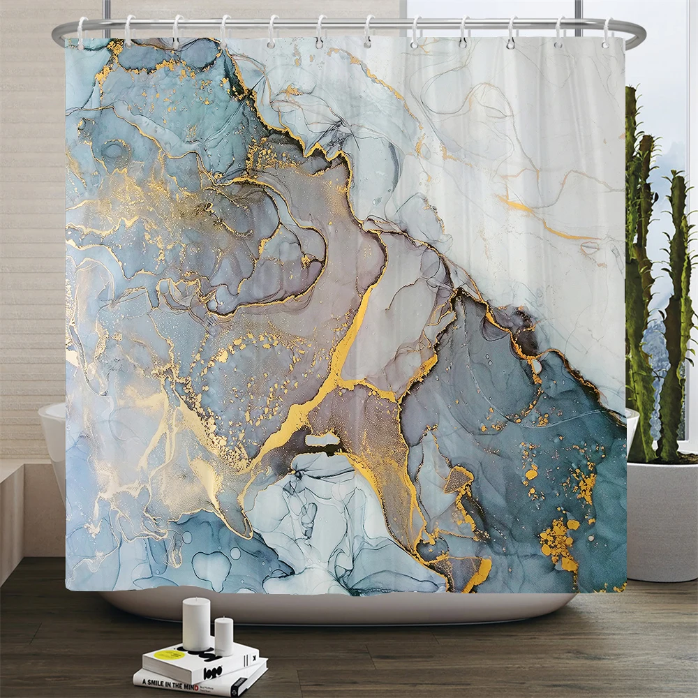 Colourful Gradient Marble Shower Curtain Boho Water-proof Polyester Shower Curtains Bathroom Bath Curtains Room Decor With Hooks