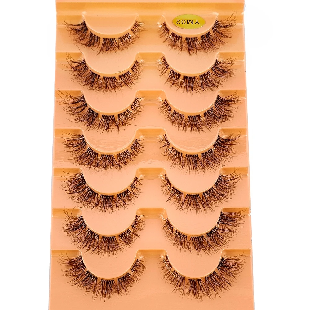 7pairs Mink Eyelashes Invisible Band Lash Extension Natural False Eyelashes Cross Cluster Fairy 3D Faux Big Eye Long Fake Lashes