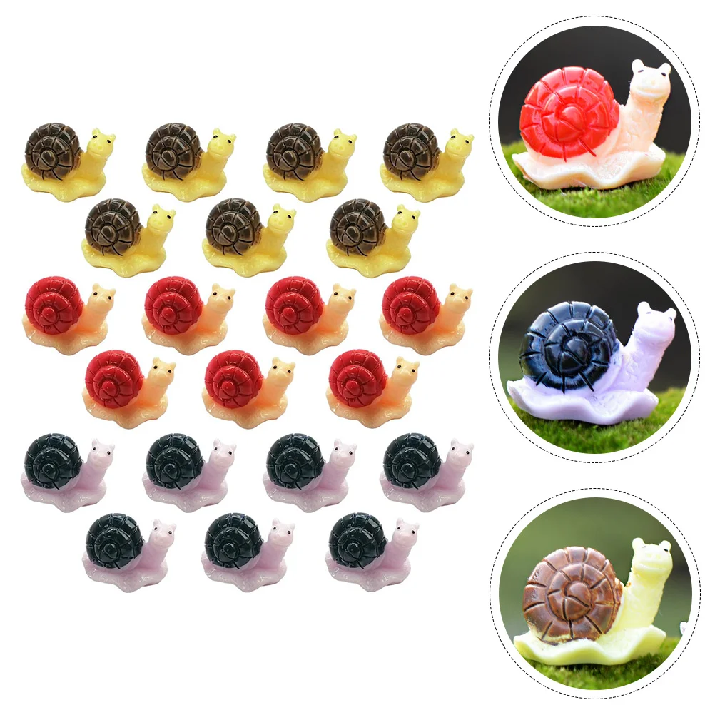 21 Pcs Mini Snail Statue Decor Resin Figurine Micro Scene Decors Landscape Ornaments Sculpture Outdoor Decorations DIY