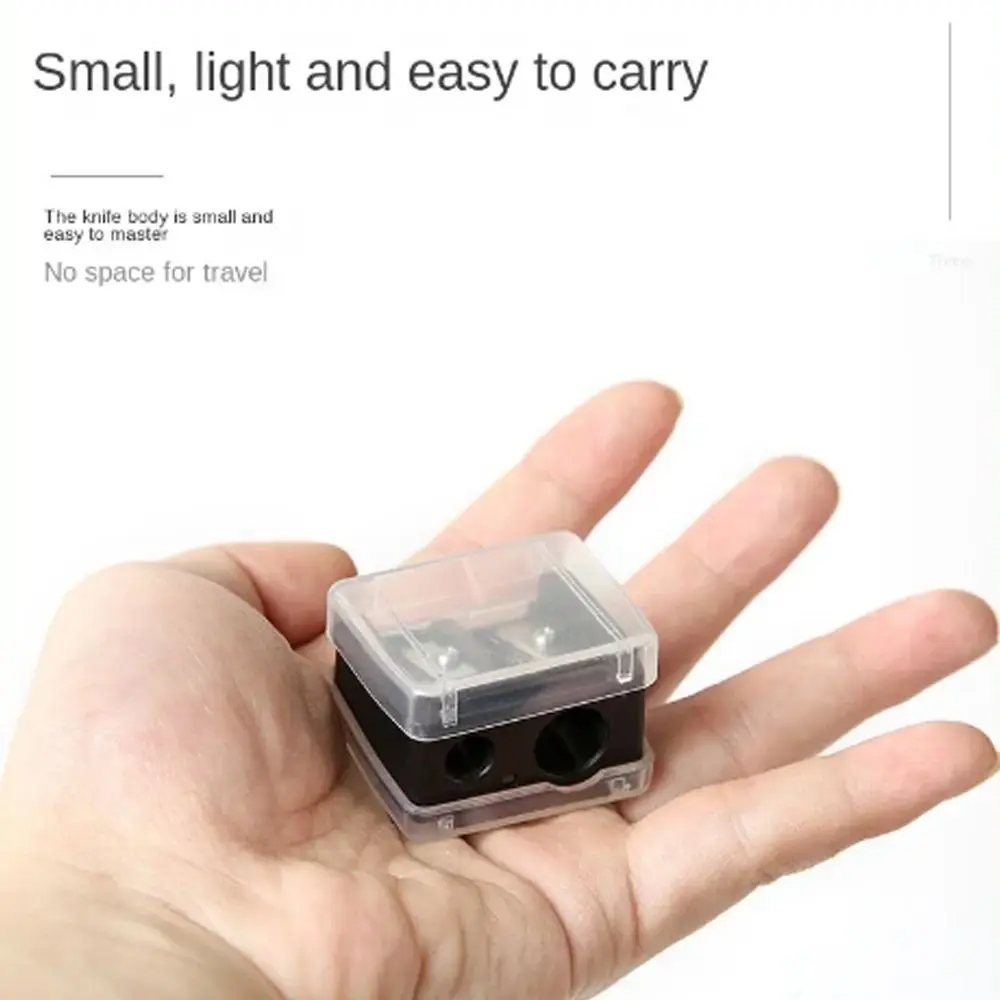 Sacapuntas de lápiz cosmético de moda, sacapuntas de lápiz delineador de ojos portátil de 2 agujeros, Mini sacapuntas de cejas negro