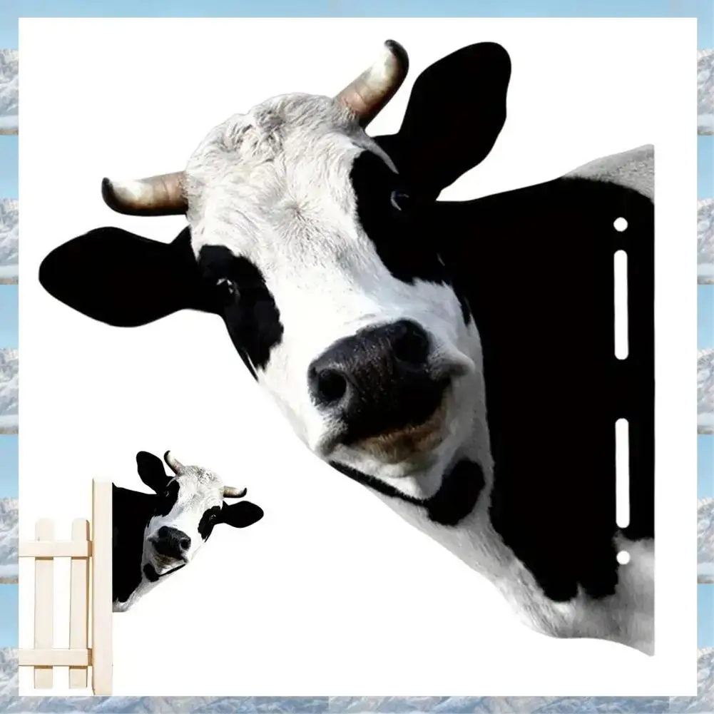 2025 Hot Style Iron Cow Yard Art Cute Peeking Cattle Yard Decor Decorative Metal Art Peeping Cattle Farmhouse Animal Fence Art D