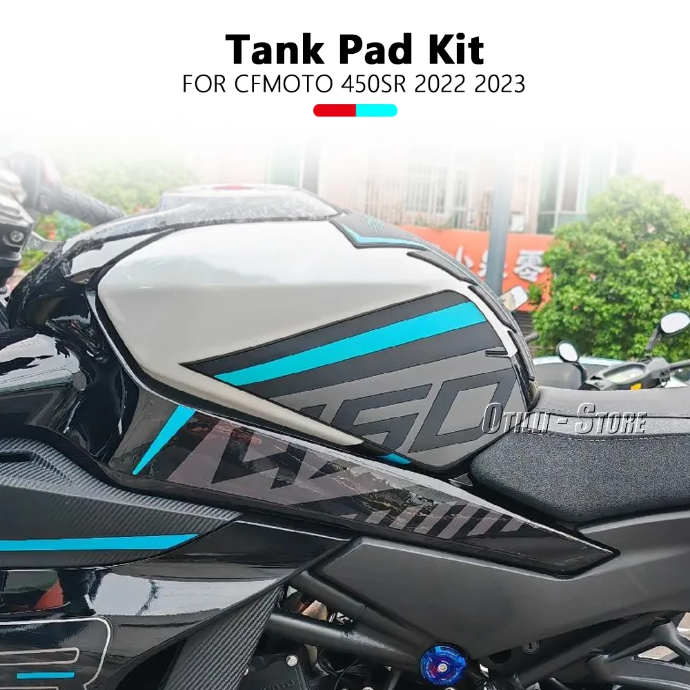 For CFMOTO 450SR 450sr 450 SR 2022 2023 Motorcycle Accessories New Cyan blue/Red Decal Gas Oil Fuel Tank Pad Protector Sticker