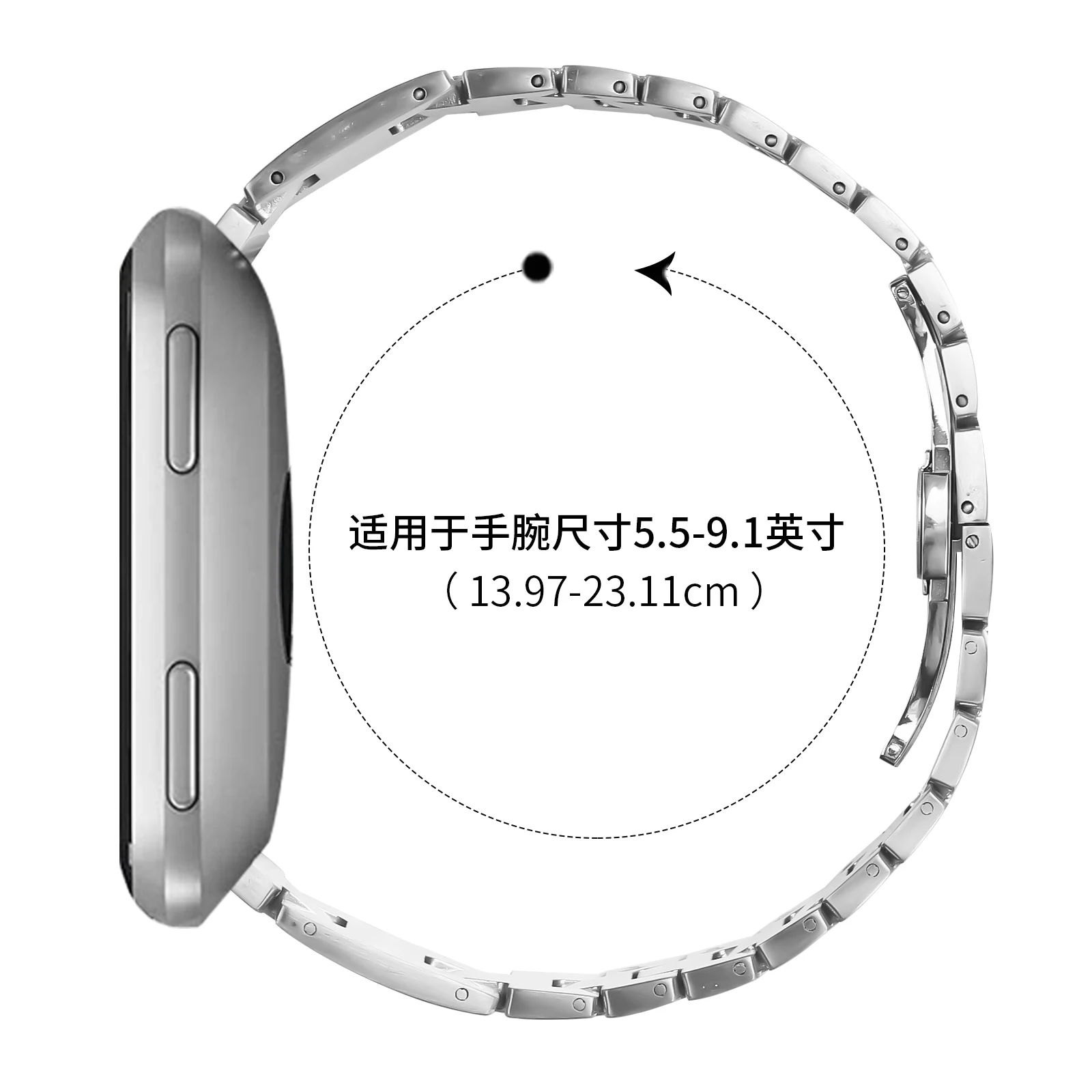 สายสแตนเลสสําหรับ Fitbit Versa Lite ผู้หญิงผู้ชายนาฬิกาสร้อยข้อมือสายรัดข้อมือ Fitbit Versa 2 สร้อยข้อมืออุปกรณ์เสริม