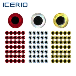 ICERIO 100PCS Holographic 3D Epoxy Fish Eyes for Fishing Fly DIY Lures Jig Baits Crankbaits Making Material 2mm~18mm