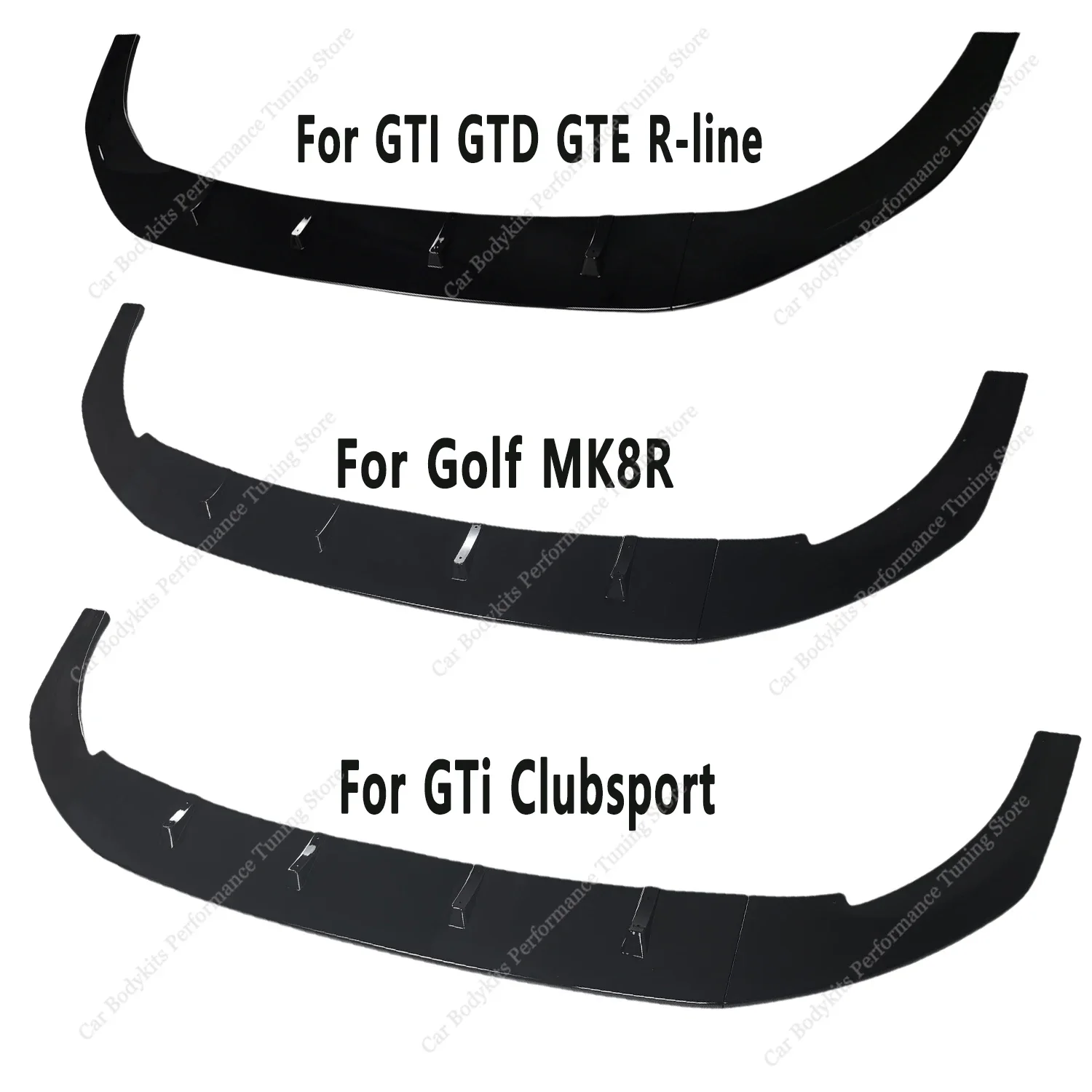 Maxton Style Car ABS Front Bumper Lip Spoiler Splitter For Golf MK8 8GTI GTD GTE R R-Line GTI Clubsport 2020-2024 Pre-Facelift